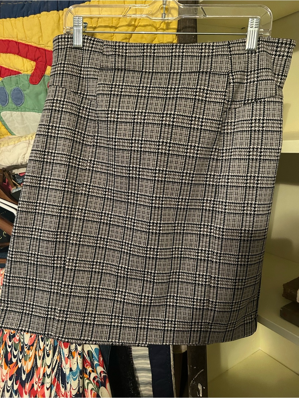 Michael Kors Black & White Glen Plaid Pencil Skirt
